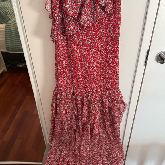 MARISSA WEBB Red Floral Ruffle Tiered Midi Dress - Picture 9 of 11